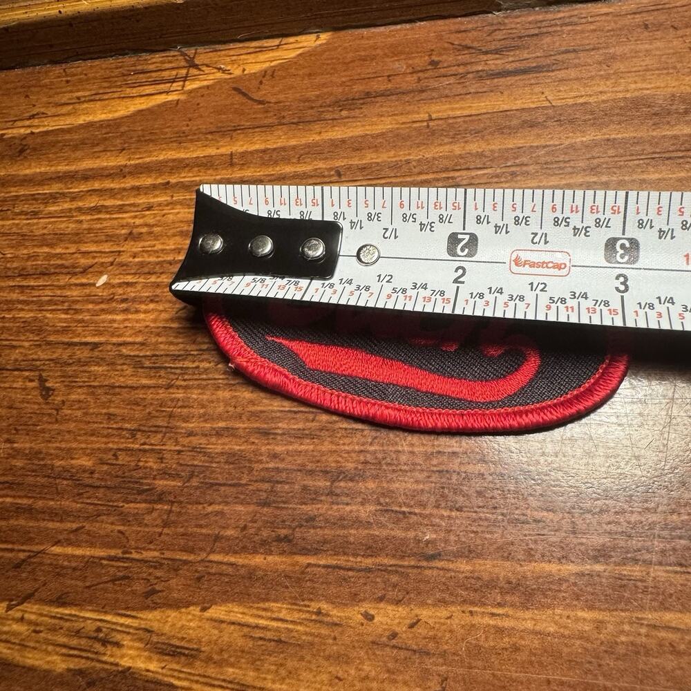 Vintage B Patch Red Black Oval Embroidered Iron-On Biker Vest 3x1.5